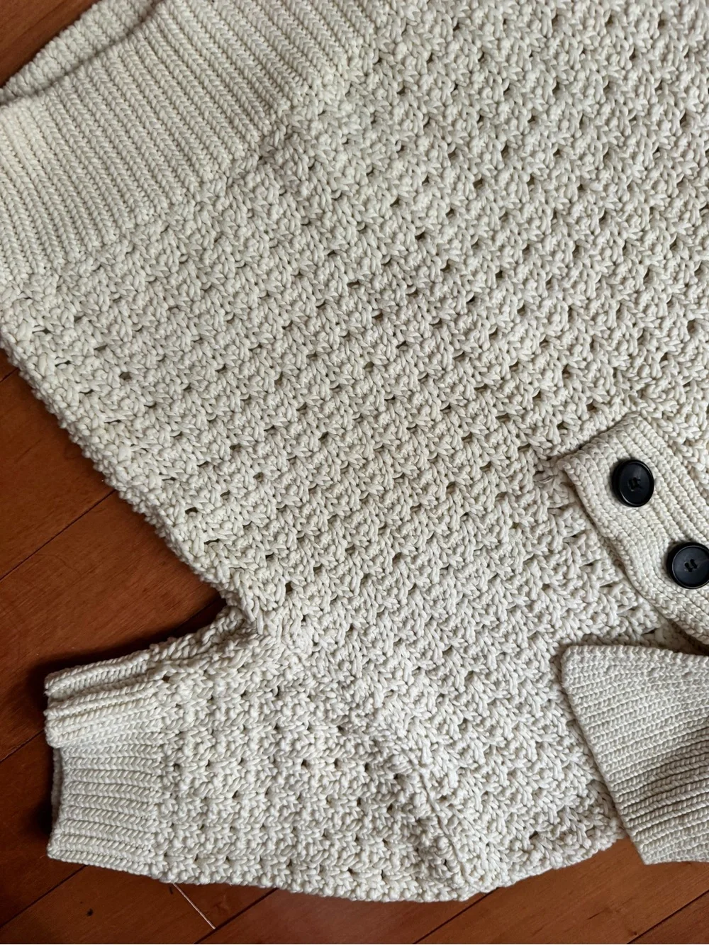 A.L.C. Cream Knit Short-Sleeve Polo Sweater with Button Placket